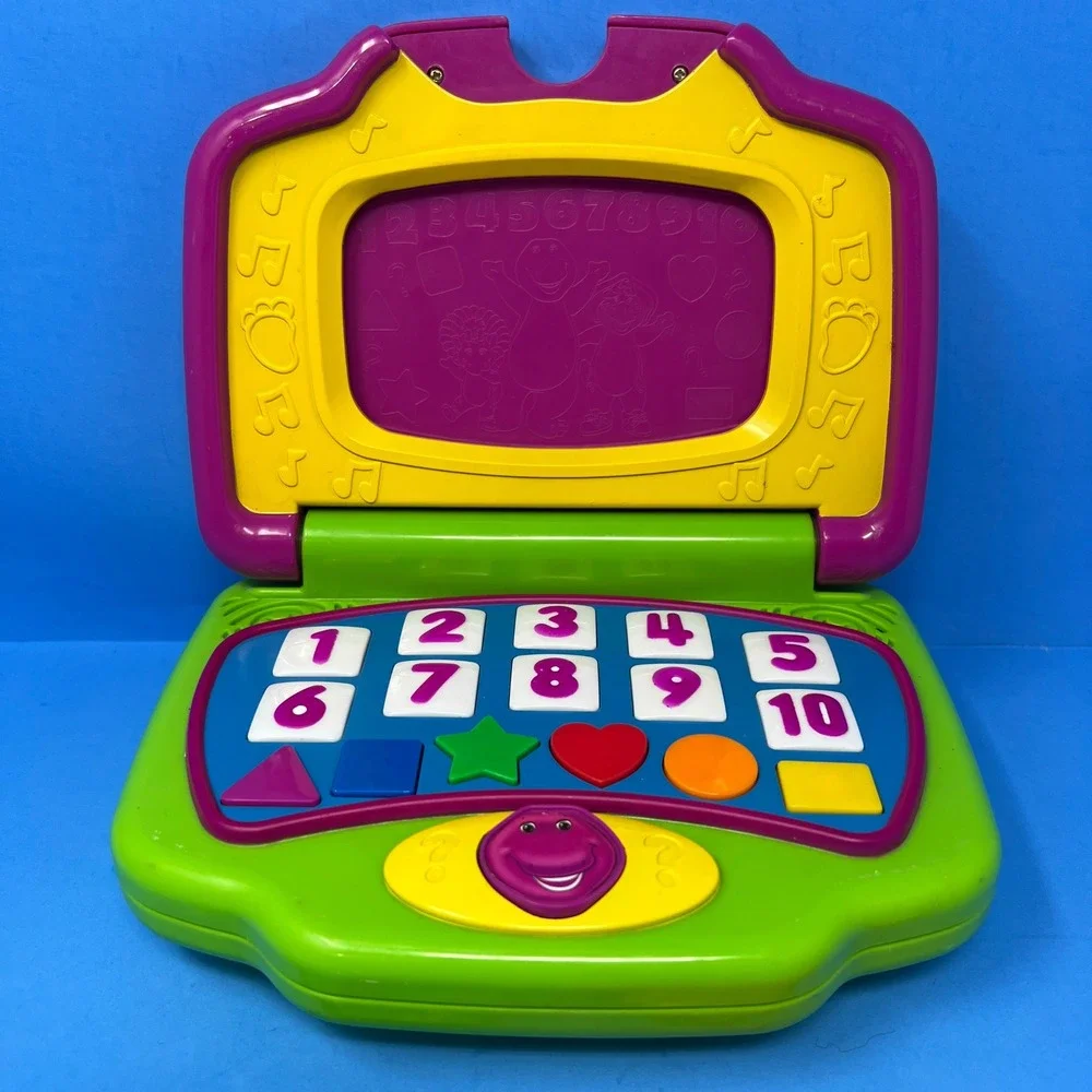 Barney Learning Laptop OS Multi Color Interactive Preschool Toy With 4 Cards
